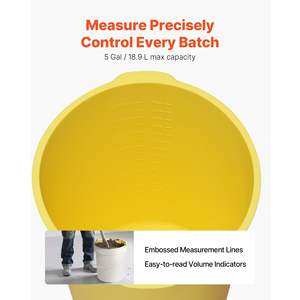 Lot de 2 bacs de 5 gallons en silicone robuste bleu et jaune pour mortier, béton, peinture et époxy, réutilisables - Product Image 4