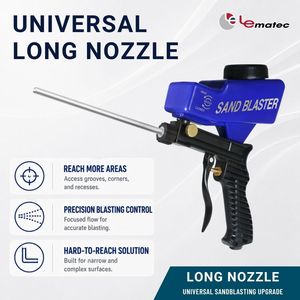 หัวฉีดพ่นทรายแบบยาว LM-SKC-4-5 OEM สำหรับปืนพ่นทราย Lematec 75-150 PSI สูงสุด 150 ปอนด์ต่อตารางนิ้ว ผลิตในไต้หวัน 190 มม. - Product Image 5