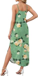 Robe longue d'été pour femmes, robe décontractée à bretelles spaghetti, imprimé tropical, tenue hawaïenne - Product Image 2
