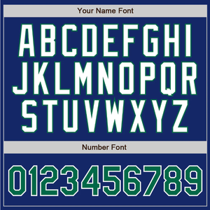 Juego de Fuentes Personalizadas para Camisetas de Béisbol, Letras y Números Blancos y Verdes, Diseño de Logotipo Frontal Serigrafiado en Tela Tackle Twill - Product Image 5