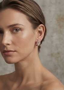 Pendientes de Oro Rosa Sólido de 9K con Diamantes Geométricos Cultivados en Laboratorio para Mujer - Regalo para Bodas y Fiestas - Product Image 2