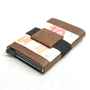 Hunter Leather Metal Aluminum Push Button Popup Credit <b>Card</b> <b>Holder</b> <b>Wallets</b> Cash Bills RFID Personal Name Engraving Laser Design - Product Image 4