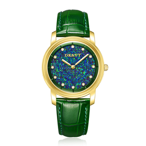 Reloj de Lujo para Mujer con Caja de Acero Inoxidable, Esfera de Ópalo, Cristal de Zafiro, Correa de Cuero Vacuno, Resistente al Agua, con Movimiento de Cuarzo, Personalizable con su Marca (ODM) - Product Image 3