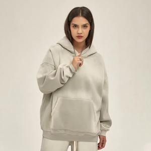 Vente Flash : Haut de survêtement tendance pour femme, décontracté, hiver, effet délavé, respirant, 100 % coton, motif uni - Product Image 2