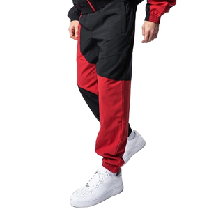Ensemble de survêtement coupe-vent imprimé color block rouge et noir, séchage rapide, respirant, avec cordon de serrage, vêtements de sport personnalisables avec logo - Product Image 4