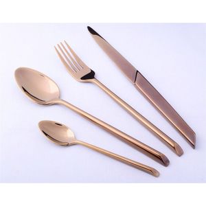 Mirror Polished Copper Cutlery <b>Set</b> Eco-Friendly Black Gold PVD Coating Flatware <b>Set</b> 4-Piece Wedding Party Utensils Silverware - Product Image 2