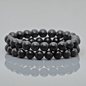 Natural Black Jet Smooth Round Gemstone Beads <b>Stretch</b> <b>Bracelet</b> Healing Jewelry Wholesale - Product Image 1