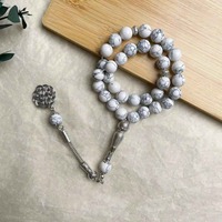Nouveau chapelet musulman en résine avec 33 perles turquoise, design ange, compteur Tasbih, bijoux écologiques de haute qualité