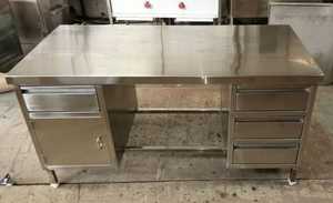 Commercial <b>Stainless</b> <b>Steel</b> Freestanding Work <b>Table</b> Workbench with Drawers Cabinet Food-Grade Powder Coating for Kitchen Prep - Product Image 3