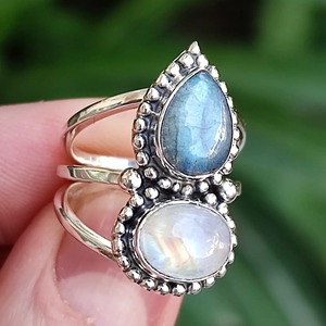 Labradorite Rainbow Moonstone <b>Ring</b> 925 Sterling Silver Handmade <b>Boho</b> Statement Promise <b>Ring</b> for Women Natural Gemstone <b>Ring</b> - Product Image 5