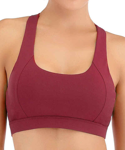 เสื้อชั้นในกีฬาไร้ตะเข็บสำหรับผู้หญิง แบบ Racerback รองรับน้ำหนักเบา เหมาะสำหรับออกกำลังกาย โยคะ วิ่ง ผลิตจากผ้าสแปนเด็กซ์/ไนลอน สีพื้น คอวี - Product Image 2