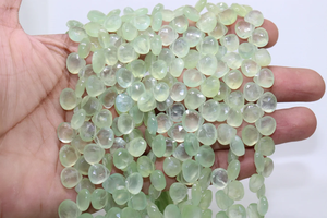 Venta al por mayor 9-10mm Prehnita facetada cuentas en forma de corazón 8 pulgadas corte lateral piedra Natural para la fabricación de joyas - Product Image 3