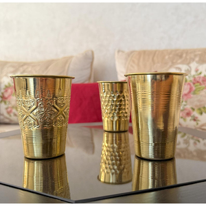 Premium Pure Brass <b>Cup</b>& <b>Saucer</b> Set Handcrafted Traditional Filter Coffee Tumbler And <b>Saucer</b> Vintage Golden Finish For Home Decor - Product Image 3