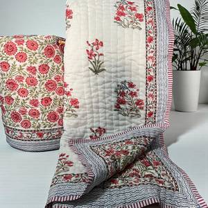 Royal Traditional Indian Double Bed Razai 90x108 Jaipuri Block Print Cotton Hand <b>Quilt</b> <b>for</b> Soft <b>Bedding</b> and Decor <b>for</b> Guest Room - Product Image 3