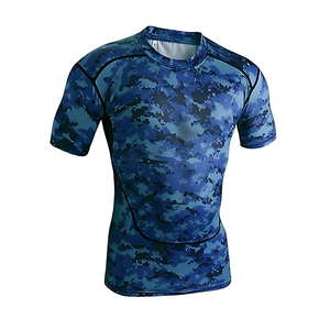Camiseta de Compresión Digital Camuflaje Azul Personalizada para Hombre, Manga Corta, Protección UV, Sublimada, Camuflaje Pixelado, Top de Entrenamiento, Ropa Deportiva para Gimnasio - Product Image 3