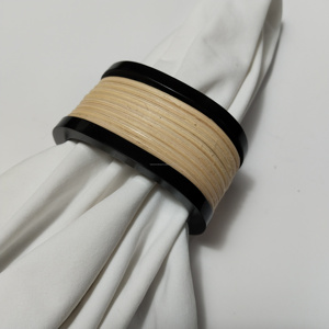 Rond de serviette en résine et rotin fabriqué à la main accessoire de décoration de table pour table à manger mariages fêtes support tissé pour tissu et papier - Product Image 4