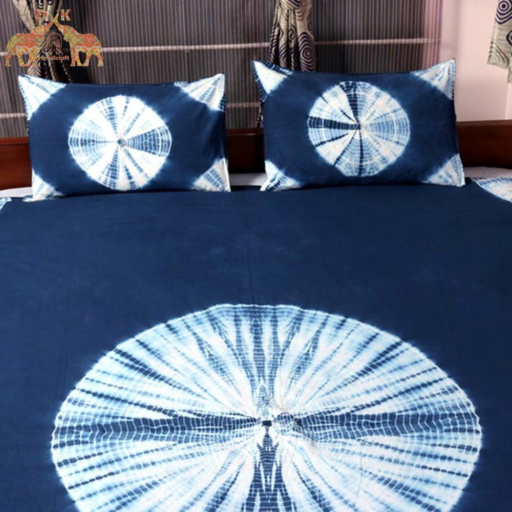 Shibori natural vegetable dyed duvet cover bedding set double size queen size cotton comforter duvet