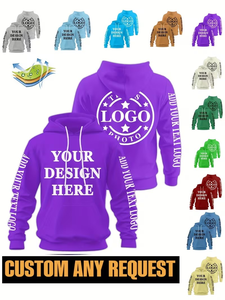 Custom Logo/Text/Photo Personalized Lined Fleece Hooded Sweatshirts Casual Regular Fit Suitable Men Weddings Sports Parties - Product Image 3
