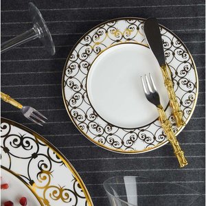 Ensemble de 4 fourchettes en acier inoxydable de haute qualité avec manche en laiton pour mariage, restaurant, hôtel - Product Image 2