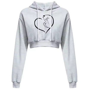 Nouveauté : Sweat à capuche court pour femme en molleton de haute qualité, style ample pour l'hiver, vente en gros à prix abordable - Product Image 3