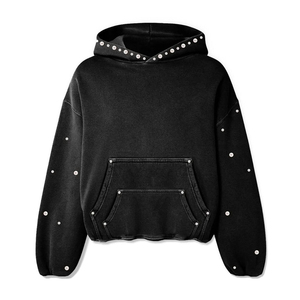 <b>Men</b> Winter Embroidered Rhinestone Hoodies Premium Quality New Design Polyester/Cotton Fleece Oversized Eco-Friendly <b>Pullover</b> - Product Image 3