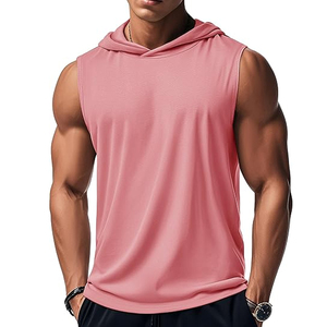 Men's Oversized Casual Knitted Sleeveless Breathable Quick Dry Gym Workout Hooded Tank Tops for Summer - Product Image 1
