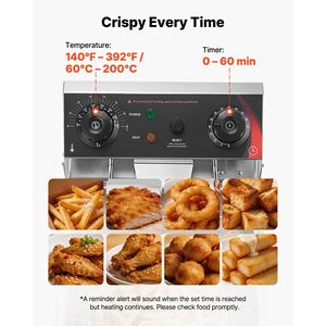 Friteuse électrique commerciale d'occasion 9,51 Qt 1750W en acier inoxydable de comptoir avec filtration d'huile améliorée - Product Image 6