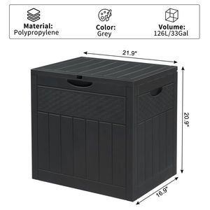 33gal Gray Square Garden Storage Box Durable Wood and Rattan Plastic Shed & Storage - Product Image 4
