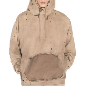 Sweat-shirts thermiques surdimensionnés effet délavé avec logo personnalisé, épaules tombantes, 100 % coton, respirants pour hommes – En promotion - Product Image 3