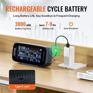 เครื่องวัดคุณภาพอากาศ9-in-1สำหรับมืออาชีพเครื่องทดสอบ PM1.0ใน PM2.5เครื่องทดสอบความชื้นใน CO2ฟอร์มาลดีไฮด์สำหรับ PM10 - Product Image 6