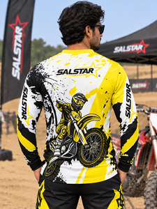 Camiseta de Motocross de Manga Larga para Hombre Salstar, Impresión por Sublimación, Secado Rápido, Camiseta de Carreras de Motocicleta, Amarillo, Negro, Blanco - Product Image 2