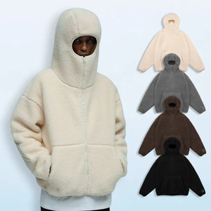 Sweat à capuche oversize en polaire sherpa pour homme, veste à capuche zippée intégrale, sweat à capuche décontracté pour l'hiver, sweat à capuche doublé en polaire sherpa uni - Product Image 1