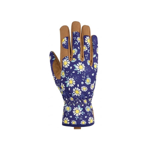 Gants de jardinage à doigts entiers avec dos en tissu imprimé et paume en cuir pour l'entretien des jardins et la plantation, OEM, marque privée - Product Image 3
