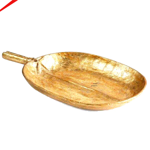 Plateau de service rond de luxe moderne, design feuille, finition dorée, idéal pour la décoration intérieure et la cuisine – Nouvelle collection en promotion - Product Image 3