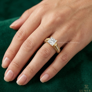 Bague de fiançailles en diamant de laboratoire taille princesse |   Bague de mariage pour femme en or plaqué 18 carats certifiée IGI, couleur D, luxe - Product Image 5