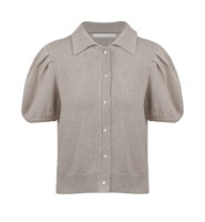 Nouvelle Blouse Tricotée Unie pour Femme Printemps-Été avec Manches Bouffantes Décontractée Ample à Manches Courtes Respirante