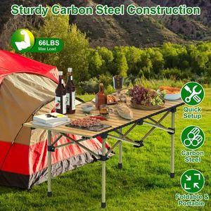 Tavolo da Campeggio Pieghevole Portatile in Acciaio al Carbonio Resistente con Borsa per il Trasporto, Tavolo da Picnic Leggero e Richiudibile per Uso Esterno - Product Image 3