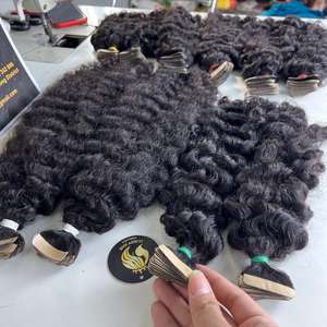 Inqyiy cloudyhair เวียดนามผ้าไหมที่มีคุณภาพสูงผมดิบเทปหยิกแบบชาวพม่าสีดำมัดคู่ - Product Image 6