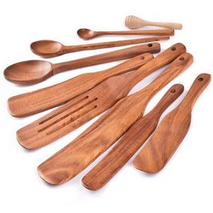 ชุดช้อนสลัดไม้ Grain Nest เป็นมิตรกับสิ่งแวดล้อม ปลอดภัยสำหรับเครื่องล้างจาน อุปกรณ์เสิร์ฟอาหาร ผิวสัมผัสธรรมชาติ อุปกรณ์ครัว ชุดช้อนเสิร์ฟ - Product Image 2