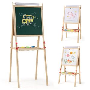 Cavalletto Artistico Regolabile 3-in-1 a Doppia Faccia con 4 Contenitori per Colori per Uso in Studio o Aula - Product Image 1