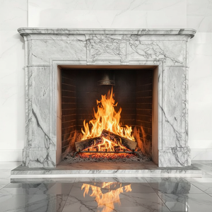 HAYAT INDUSTRIES - Marco de Chimenea de Piedra de Mármol Blanco Hecho a Mano, Soporte de Pilar Clásico Moderno, Independiente, Tamaño Personalizado, para Interiores - Product Image 1