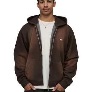 เสื้อฮู้ดดี้ผู้ชายแบบซิป วินเทจวอช ผ้าฝ้ายฟลีซหนานุ่ม สไตล์สตรีทแวร์ จัดส่งตรงจากโรงงาน - Product Image 5