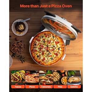 Four à pizza électrique 1200W, pierre en cordiérite de 12 pouces, contrôle précis de la température à 5 modes, chauffe jusqu'à 788 F, four à pizza grille-pain - Product Image 5
