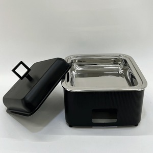 Plat à chafing carré moderne en acier inoxydable noir mat avec support minimaliste pour buffet, idéal pour l'hôtellerie, la restauration et les restaurants - Product Image 5