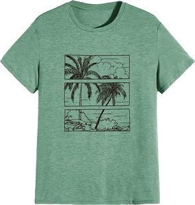Camiseta Unisex de Punto con Cuello Redondo en Spandex/Poliéster, Color Verde Natural/Verde Bosque, Transpirable, Ecológica, Casual, con Estampado por Sublimación - Product Image 3