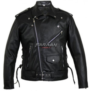 Chaqueta de Motociclista Brando de Cuero Genuino Negro, Chaqueta Clásica Asimétrica con Cierre, Estilo Punk Rock para Motociclistas - Product Image 6