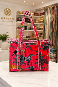 Sac fourre-tout en velours Le Souvenirs pour femme, imprimé jungle bohème, avec poches intérieures, léger, toutes saisons, pour le shopping et les voyages - Product Image 1