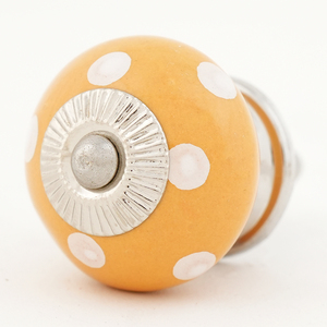 Ceramic <b>Cabinet</b> Knob Round Mustard <b>White</b> Polka Dot Traditional Kitchen Drawer Handle Durable Furniture Knob - Product Image 3