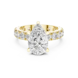 Anillo de Compromiso con Diamante Cultivado en Laboratorio de Corte Pera de 3 Quilates, Oro Sólido de 18K, Banda Eterna con Gran Acento, VVS E-F, Certificado IGI, Anillo Fino - Product Image 5