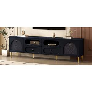 U-Can Retro 78.8 ''Anti-punta di intrattenimento Media Center Cabinet 2 armadi 4 cassetti sei gambe in metallo 85'' Living TV Stand - Product Image 5